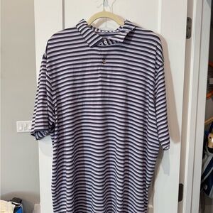 Peter Millar Navy and White Striped Polo